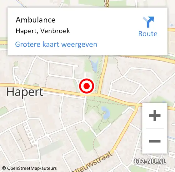 Locatie op kaart van de 112 melding: Ambulance Hapert, Venbroek op 24 maart 2017 14:44