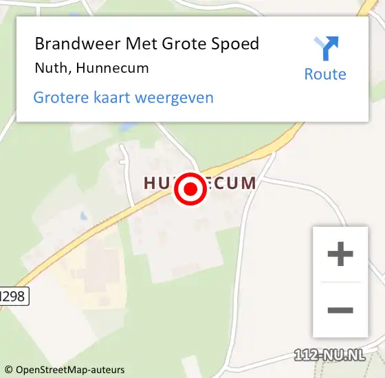 Locatie op kaart van de 112 melding: Brandweer Met Grote Spoed Naar Nuth, Hunnecum op 24 maart 2017 15:42