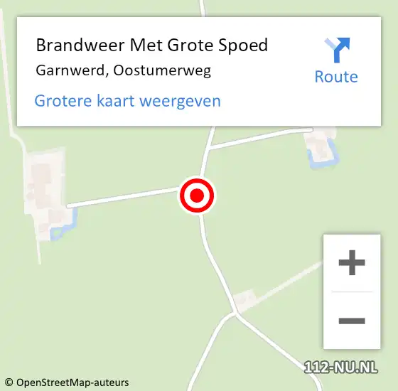 Locatie op kaart van de 112 melding: Brandweer Met Grote Spoed Naar Garnwerd, Oostumerweg op 24 maart 2017 16:00