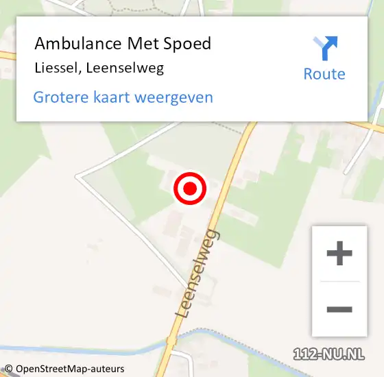 Locatie op kaart van de 112 melding: Ambulance Met Spoed Naar Liessel, Leenselweg op 24 maart 2017 16:33