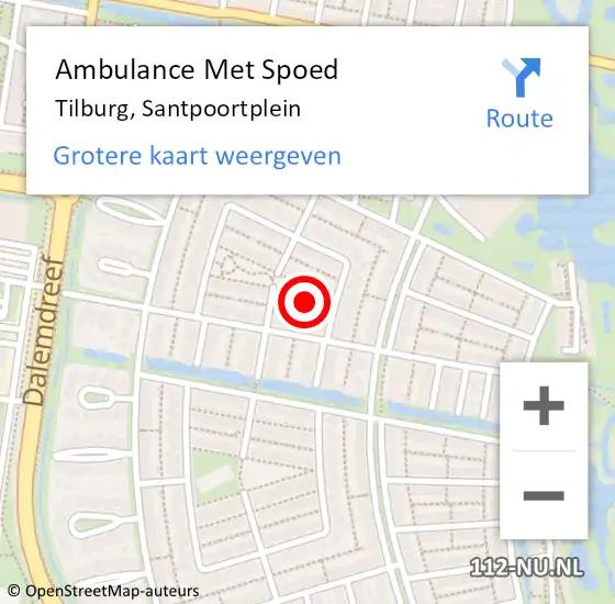 Locatie op kaart van de 112 melding: Ambulance Met Spoed Naar Tilburg, Santpoortplein op 24 maart 2017 16:34