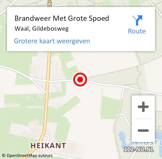 Locatie op kaart van de 112 melding: Brandweer Met Grote Spoed Naar Waal, Gildebosweg op 24 maart 2017 16:36