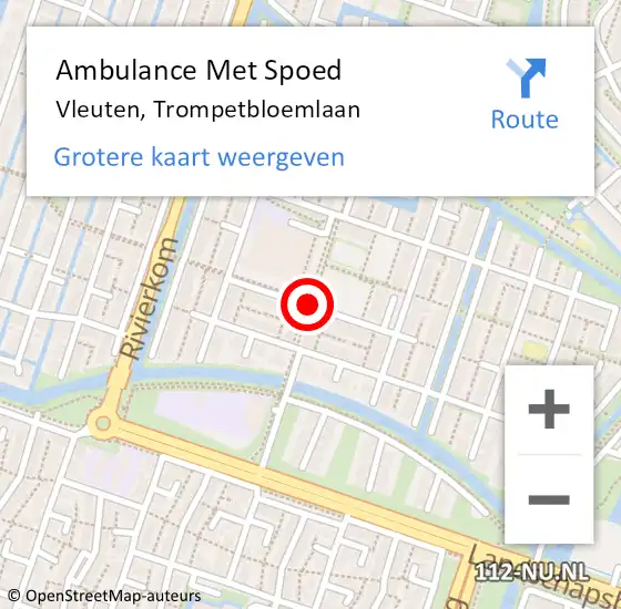 Locatie op kaart van de 112 melding: Ambulance Met Spoed Naar Vleuten, Trompetbloemlaan op 24 maart 2017 16:54