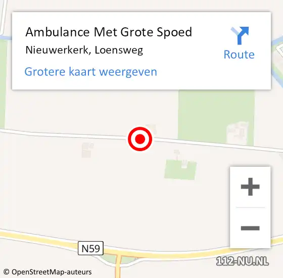 Locatie op kaart van de 112 melding: Ambulance Met Grote Spoed Naar Nieuwerkerk, Loensweg op 24 maart 2017 16:59