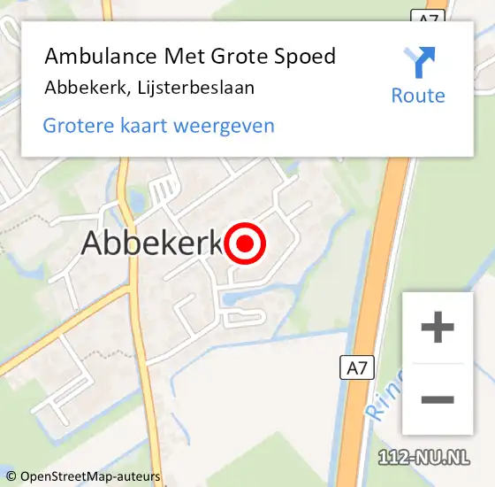 Locatie op kaart van de 112 melding: Ambulance Met Grote Spoed Naar Abbekerk, Lijsterbeslaan op 24 maart 2017 17:12