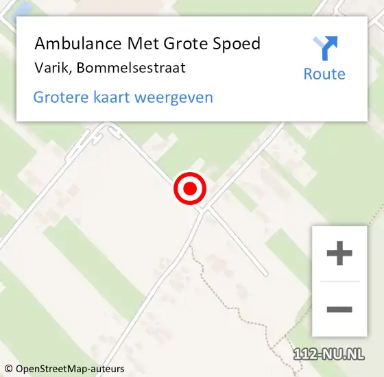 Locatie op kaart van de 112 melding: Ambulance Met Grote Spoed Naar Varik, Bommelsestraat op 24 maart 2017 17:19