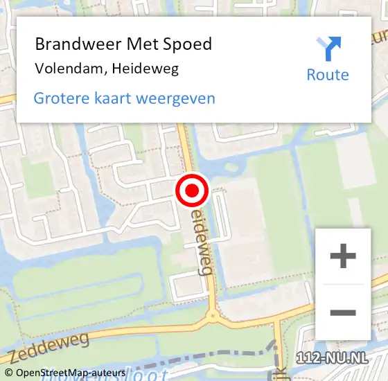 Locatie op kaart van de 112 melding: Brandweer Met Spoed Naar Volendam, Heideweg op 24 maart 2017 17:59