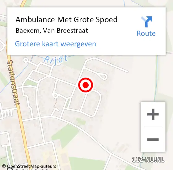 Locatie op kaart van de 112 melding: Ambulance Met Grote Spoed Naar Baexem, Van Breestraat op 24 maart 2017 18:20