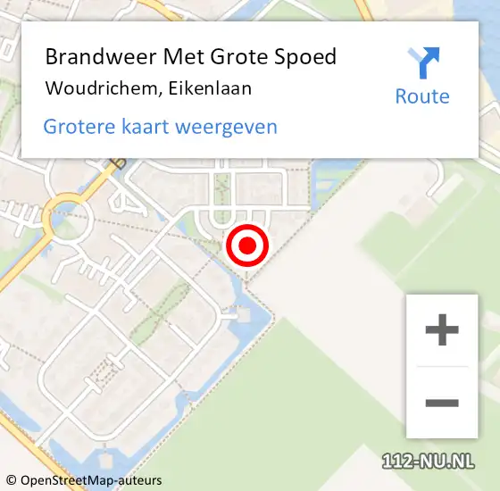 Locatie op kaart van de 112 melding: Brandweer Met Grote Spoed Naar Woudrichem, Eikenlaan op 24 maart 2017 18:58