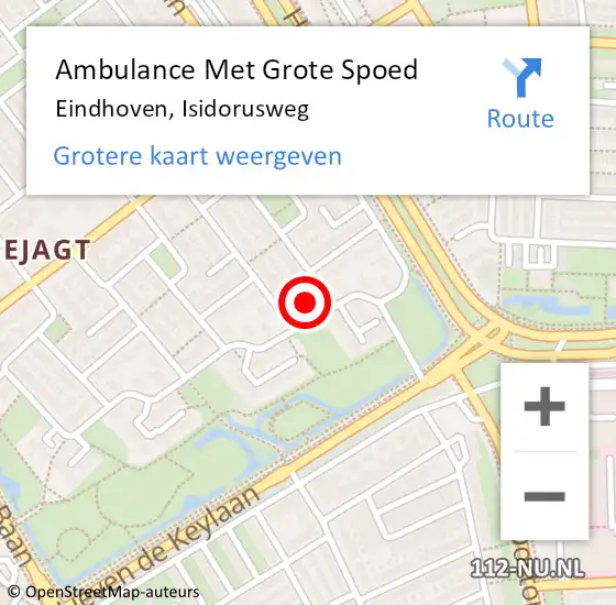 Locatie op kaart van de 112 melding: Ambulance Met Grote Spoed Naar Eindhoven, Isidorusweg op 24 maart 2017 19:56