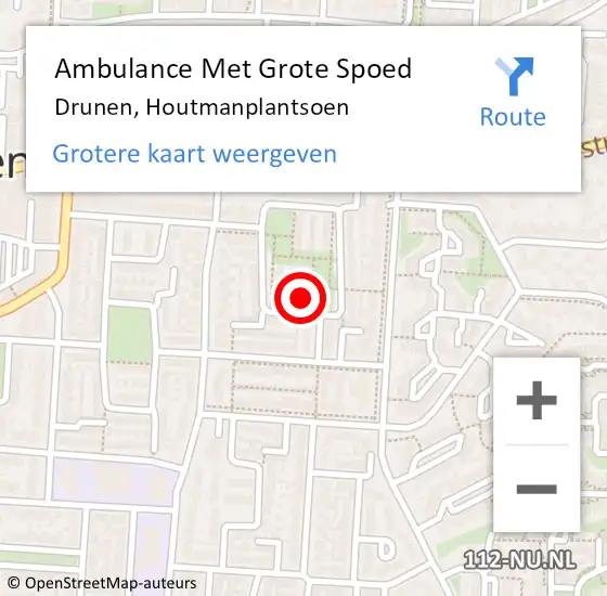Locatie op kaart van de 112 melding: Ambulance Met Grote Spoed Naar Drunen, Houtmanplantsoen op 24 maart 2017 20:39