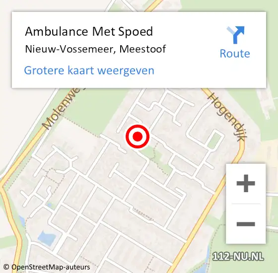 Locatie op kaart van de 112 melding: Ambulance Met Spoed Naar Nieuw-Vossemeer, Meestoof op 24 maart 2017 20:42