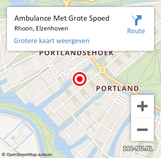 Locatie op kaart van de 112 melding: Ambulance Met Grote Spoed Naar Rhoon, Elzenhoven op 24 maart 2017 20:45