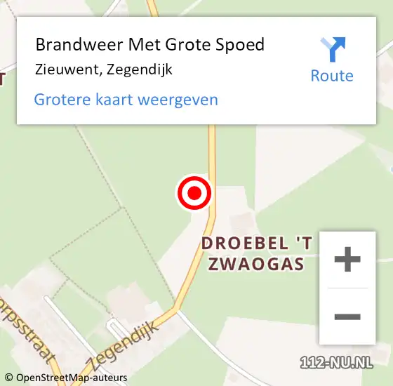 Locatie op kaart van de 112 melding: Brandweer Met Grote Spoed Naar Zieuwent, Zegendijk op 24 maart 2017 21:04