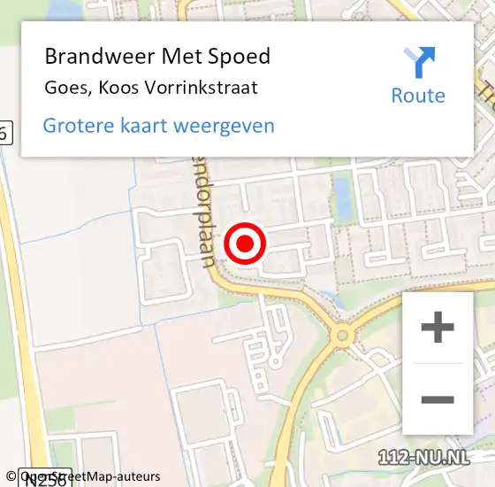 Locatie op kaart van de 112 melding: Brandweer Met Spoed Naar Goes, Koos Vorrinkstraat op 24 maart 2017 21:46