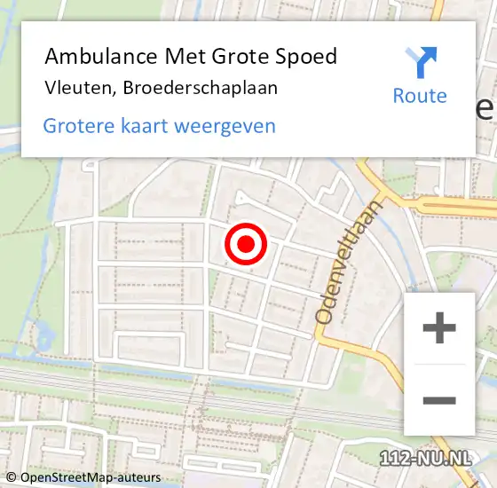 Locatie op kaart van de 112 melding: Ambulance Met Grote Spoed Naar Vleuten, Broederschaplaan op 24 maart 2017 22:14
