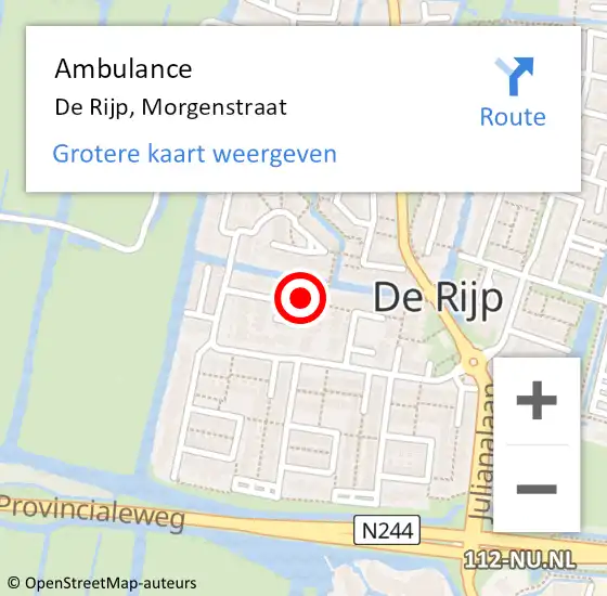 Locatie op kaart van de 112 melding: Ambulance De Rijp, Morgenstraat op 24 maart 2017 23:25