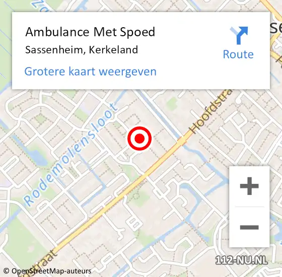 Locatie op kaart van de 112 melding: Ambulance Met Spoed Naar Sassenheim, Kerkeland op 24 maart 2017 23:50