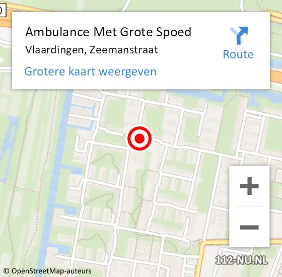 Locatie op kaart van de 112 melding: Ambulance Met Grote Spoed Naar Vlaardingen, Zeemanstraat op 24 maart 2017 23:53