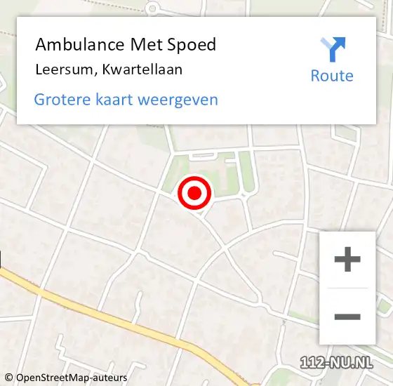 Locatie op kaart van de 112 melding: Ambulance Met Spoed Naar Leersum, Kwartellaan op 24 maart 2017 23:58