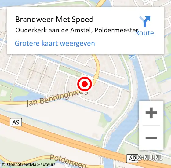 Locatie op kaart van de 112 melding: Brandweer Met Spoed Naar Ouderkerk aan de Amstel, Poldermeester op 25 maart 2017 00:05