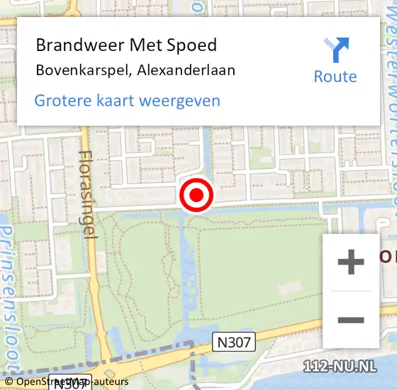 Locatie op kaart van de 112 melding: Brandweer Met Spoed Naar Bovenkarspel, Alexanderlaan op 25 maart 2017 00:07