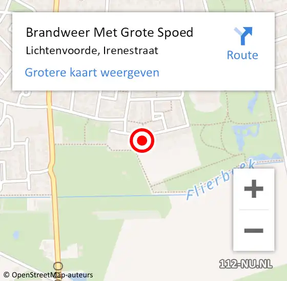 Locatie op kaart van de 112 melding: Brandweer Met Grote Spoed Naar Lichtenvoorde, Irenestraat op 25 maart 2017 00:17