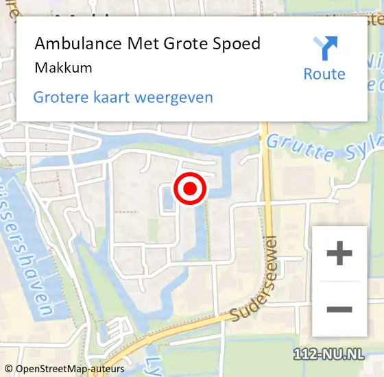 Locatie op kaart van de 112 melding: Ambulance Met Grote Spoed Naar Makkum op 25 maart 2017 00:50