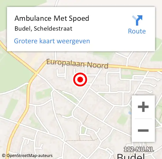 Locatie op kaart van de 112 melding: Ambulance Met Spoed Naar Budel, Scheldestraat op 25 maart 2017 01:05