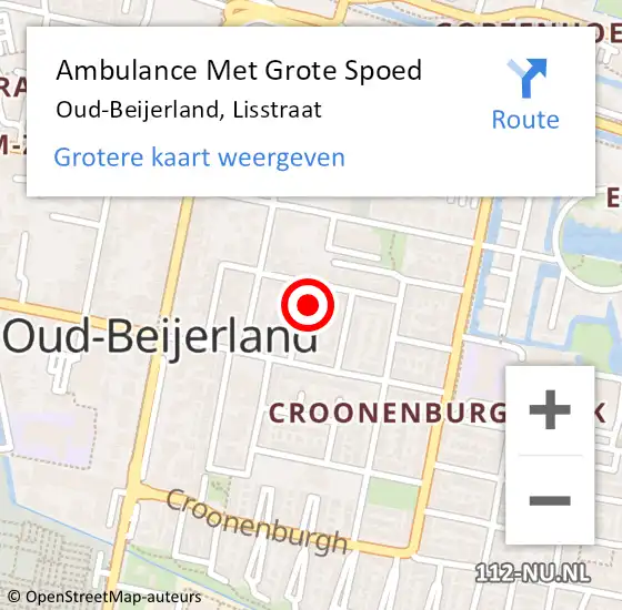 Locatie op kaart van de 112 melding: Ambulance Met Grote Spoed Naar Oud-Beijerland, Lisstraat op 25 maart 2017 01:21