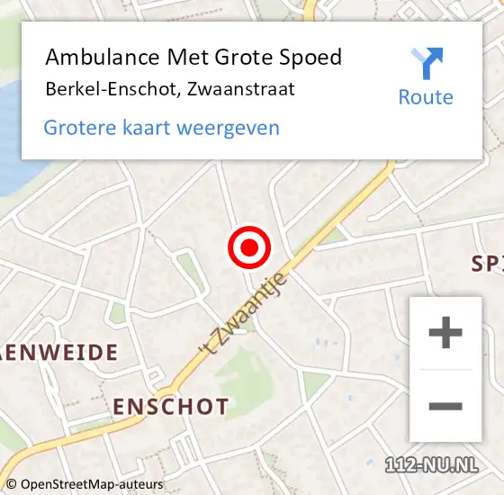 Locatie op kaart van de 112 melding: Ambulance Met Grote Spoed Naar Berkel-Enschot, Zwaanstraat op 25 maart 2017 01:30