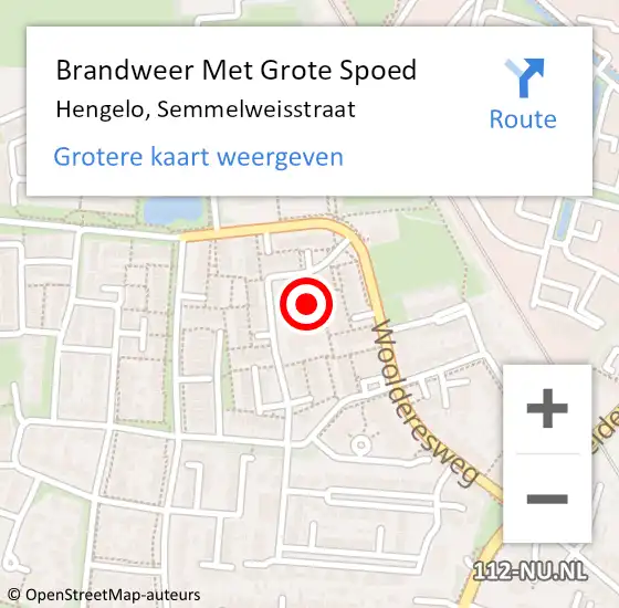 Locatie op kaart van de 112 melding: Brandweer Met Grote Spoed Naar Hengelo, Semmelweisstraat op 15 januari 2014 02:29