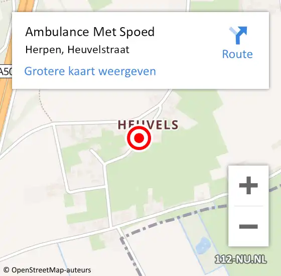 Locatie op kaart van de 112 melding: Ambulance Met Spoed Naar Herpen, Heuvelstraat op 25 maart 2017 07:30