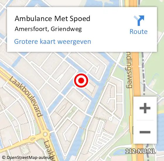 Locatie op kaart van de 112 melding: Ambulance Met Spoed Naar Amersfoort, Griendweg op 25 maart 2017 09:46