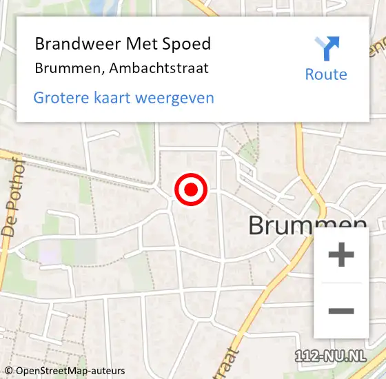 Locatie op kaart van de 112 melding: Brandweer Met Spoed Naar Brummen, Ambachtstraat op 15 januari 2014 03:36