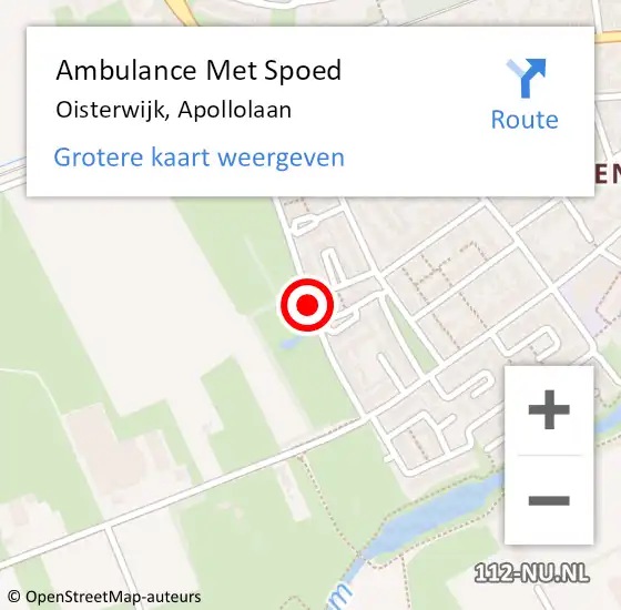 Locatie op kaart van de 112 melding: Ambulance Met Spoed Naar Oisterwijk, Apollolaan op 25 maart 2017 10:21