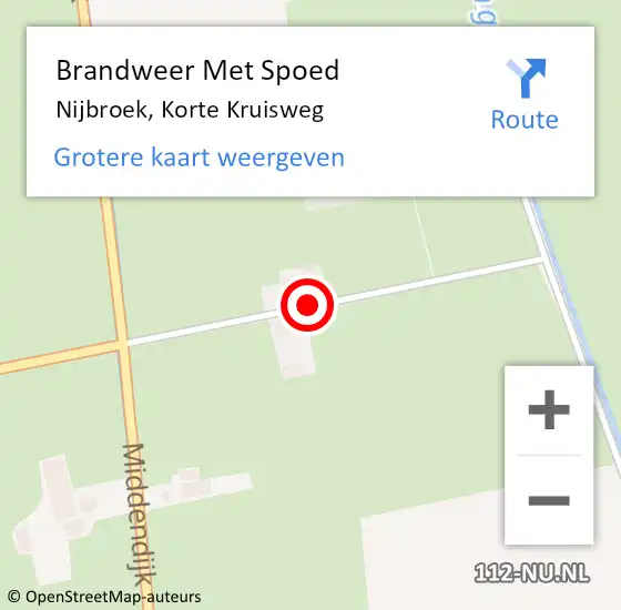 Locatie op kaart van de 112 melding: Brandweer Met Spoed Naar Nijbroek, Korte Kruisweg op 15 januari 2014 03:43