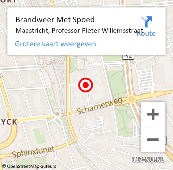 Locatie op kaart van de 112 melding: Brandweer Met Spoed Naar Maastricht, Professor Pieter Willemsstraat op 25 maart 2017 11:48