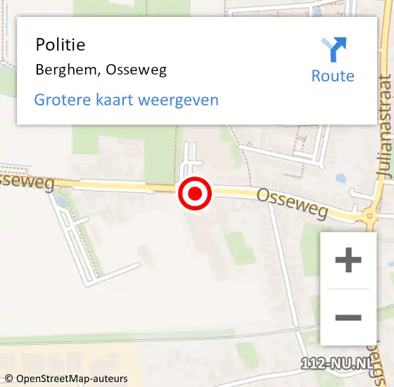 Locatie op kaart van de 112 melding: Politie Berghem, Osseweg op 25 maart 2017 11:50