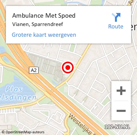 Locatie op kaart van de 112 melding: Ambulance Met Spoed Naar Vianen, Sparrendreef op 25 maart 2017 13:33