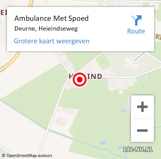 Locatie op kaart van de 112 melding: Ambulance Met Spoed Naar Deurne, Heieindseweg op 25 maart 2017 13:45