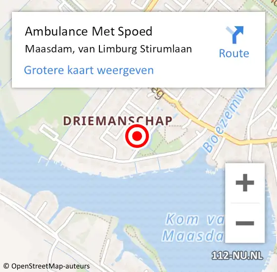 Locatie op kaart van de 112 melding: Ambulance Met Spoed Naar Maasdam, van Limburg Stirumlaan op 25 maart 2017 13:59