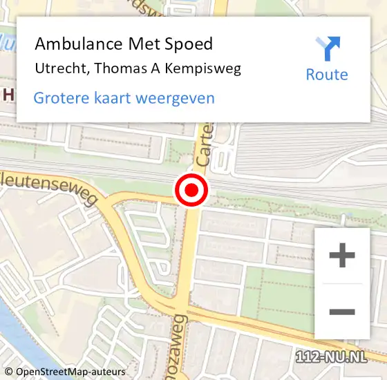 Locatie op kaart van de 112 melding: Ambulance Met Spoed Naar Utrecht, Thomas a Kempisweg op 25 maart 2017 14:08
