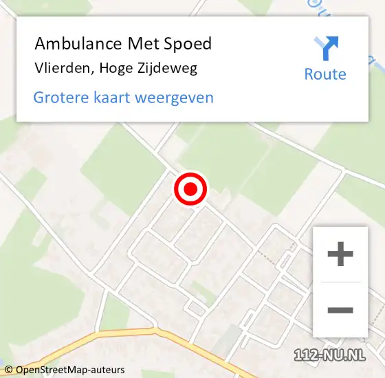 Locatie op kaart van de 112 melding: Ambulance Met Spoed Naar Vlierden, Hoge Zijdeweg op 25 maart 2017 14:08