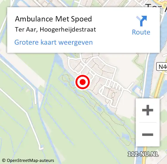 Locatie op kaart van de 112 melding: Ambulance Met Spoed Naar Ter Aar, Hoogerheijdestraat op 25 maart 2017 14:11