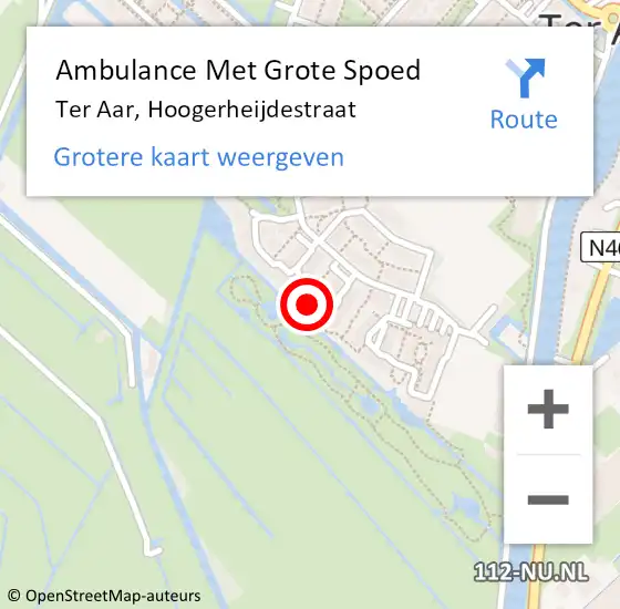 Locatie op kaart van de 112 melding: Ambulance Met Grote Spoed Naar Ter Aar, Hoogerheijdestraat op 25 maart 2017 14:12