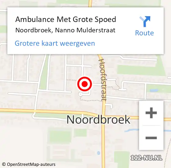 Locatie op kaart van de 112 melding: Ambulance Met Grote Spoed Naar Noordbroek, Nanno Mulderstraat op 25 maart 2017 14:27
