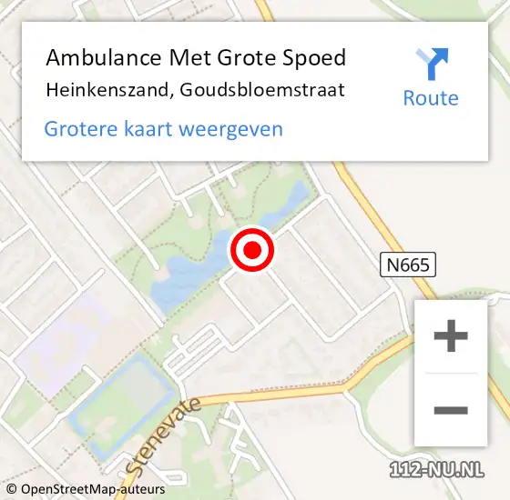 Locatie op kaart van de 112 melding: Ambulance Met Grote Spoed Naar Heinkenszand, Goudsbloemstraat op 25 maart 2017 14:29