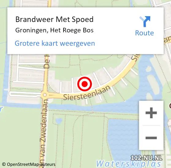 Locatie op kaart van de 112 melding: Brandweer Met Spoed Naar Groningen, Het Roege Bos op 25 maart 2017 14:29