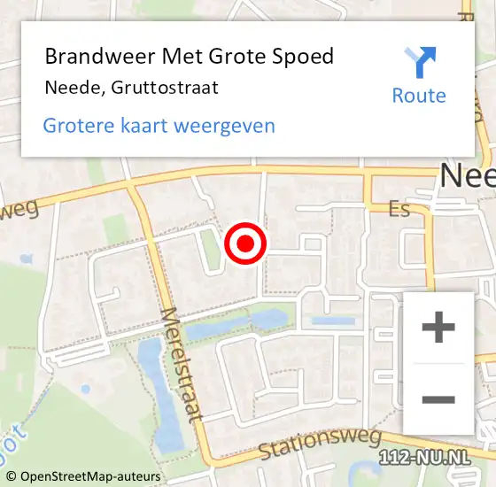 Locatie op kaart van de 112 melding: Brandweer Met Grote Spoed Naar Neede, Gruttostraat op 25 maart 2017 14:39